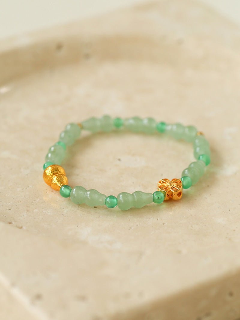 Simple Small Gourd Pendant Aventurine Beaded Bracelet - floysun