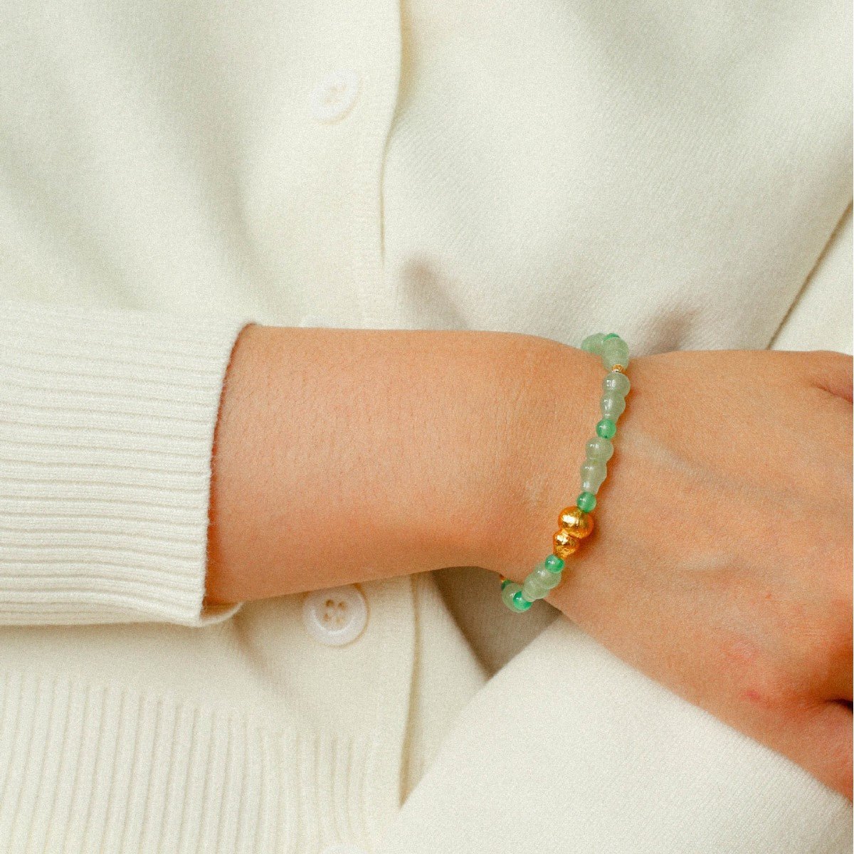 Simple Small Gourd Pendant Aventurine Beaded Bracelet - floysun