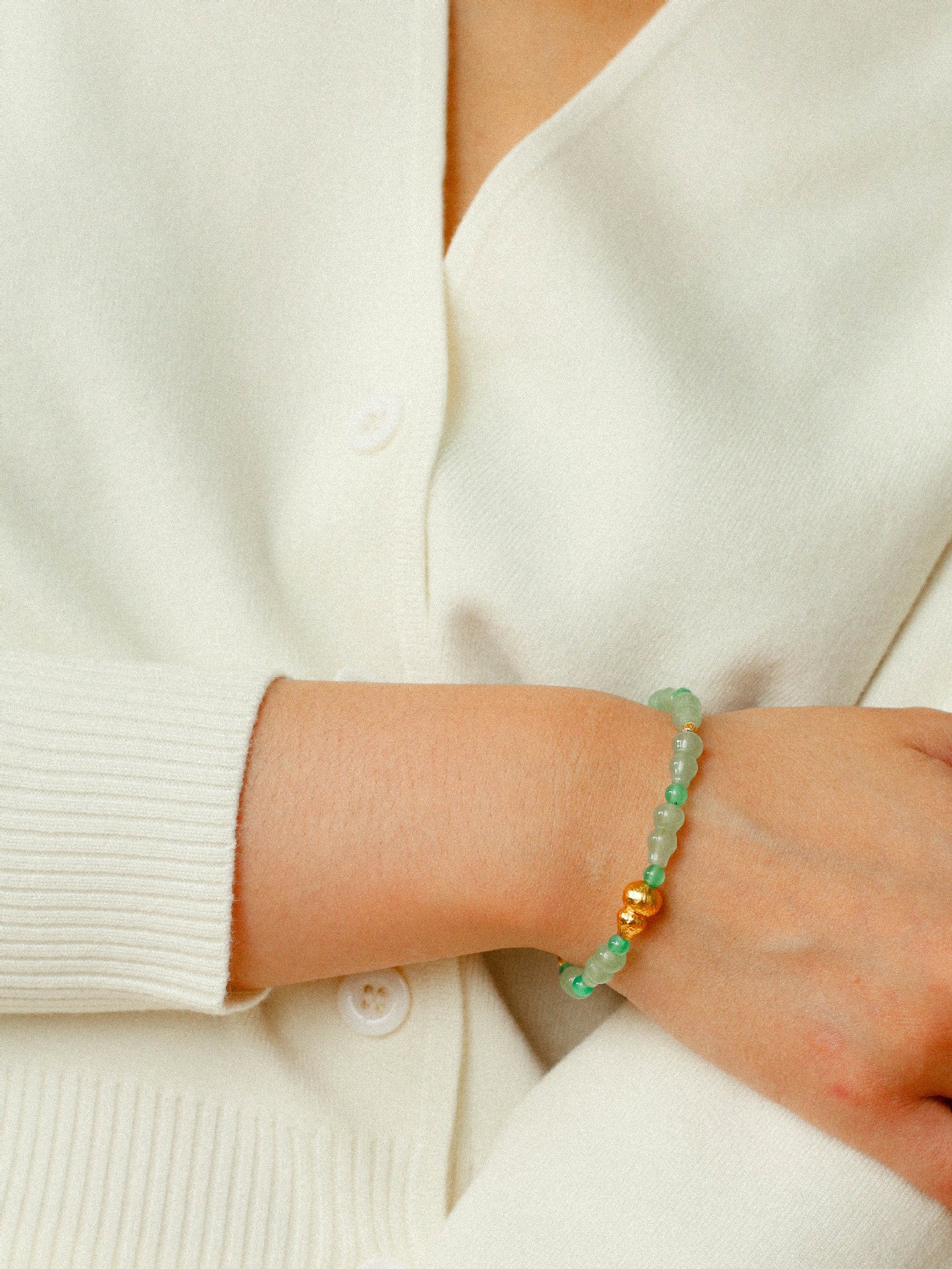 Simple Small Gourd Pendant Aventurine Beaded Bracelet - floysun