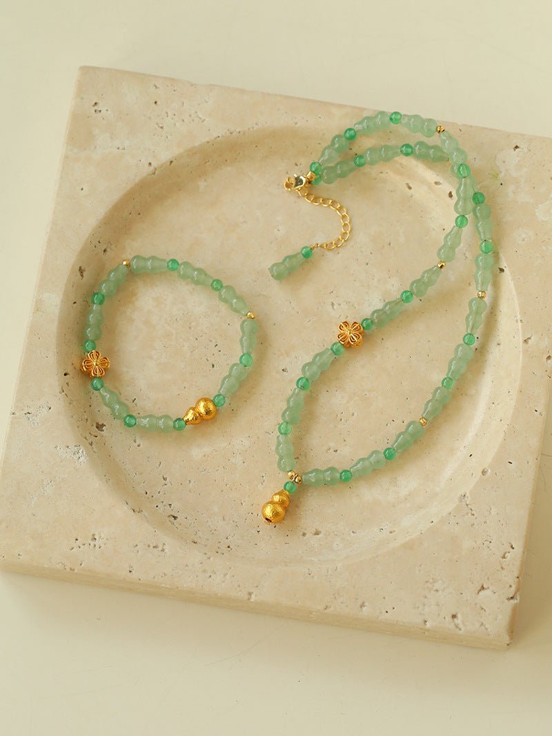 Simple Small Gourd Pendant Aventurine Beaded Bracelet - floysun