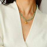 Simple Small Gourd Pendant Aventurine Beaded Necklace - floysun