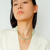 Simple Small Gourd Pendant Aventurine Beaded Necklace - floysun