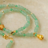 Simple Small Gourd Pendant Aventurine Beaded Necklace - floysun