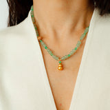 Simple Small Gourd Pendant Aventurine Beaded Necklace - floysun