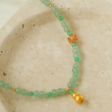 Simple Small Gourd Pendant Aventurine Beaded Necklace - floysun