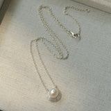 Simple Spiral Pearl Pendant Chain Necklace - floysun