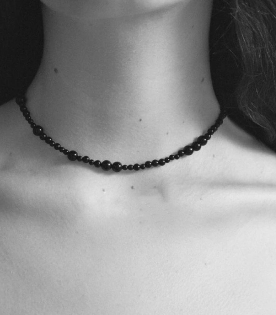 Size Gradual Change Red Agate Black Agate Short Necklace - floysun