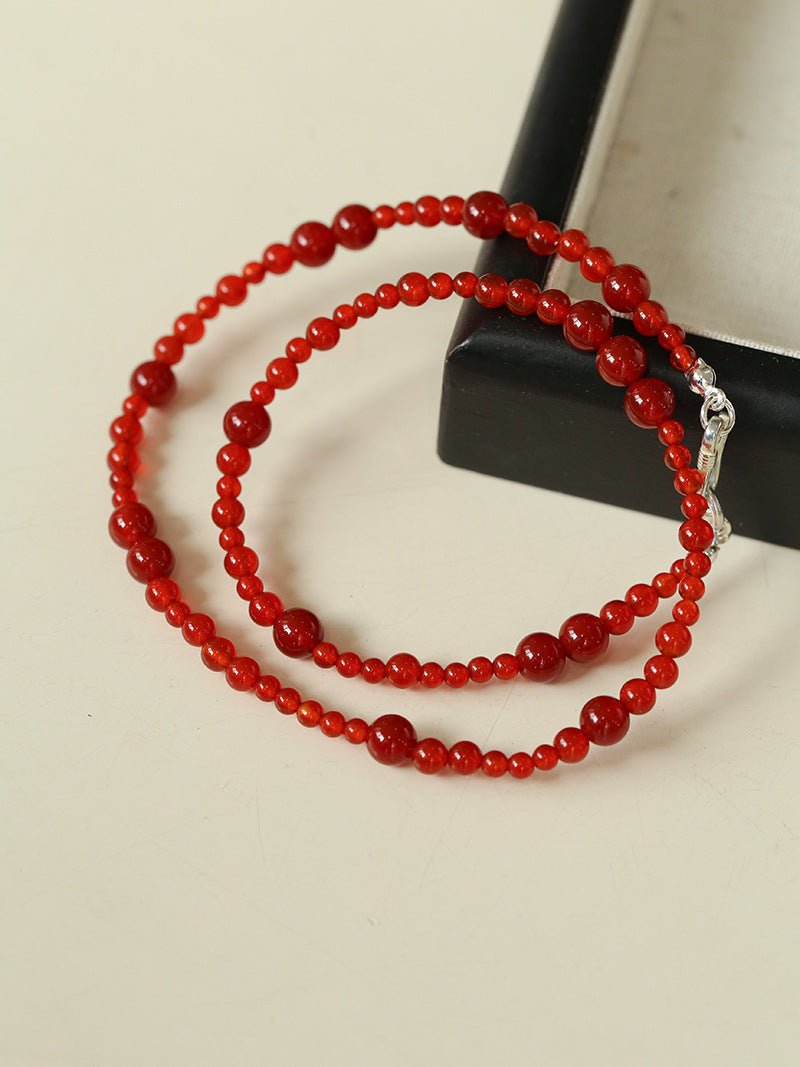 Size Gradual Change Red Agate Black Agate Short Necklace - floysun