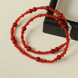 Size Gradual Change Red Agate Black Agate Short Necklace - floysun