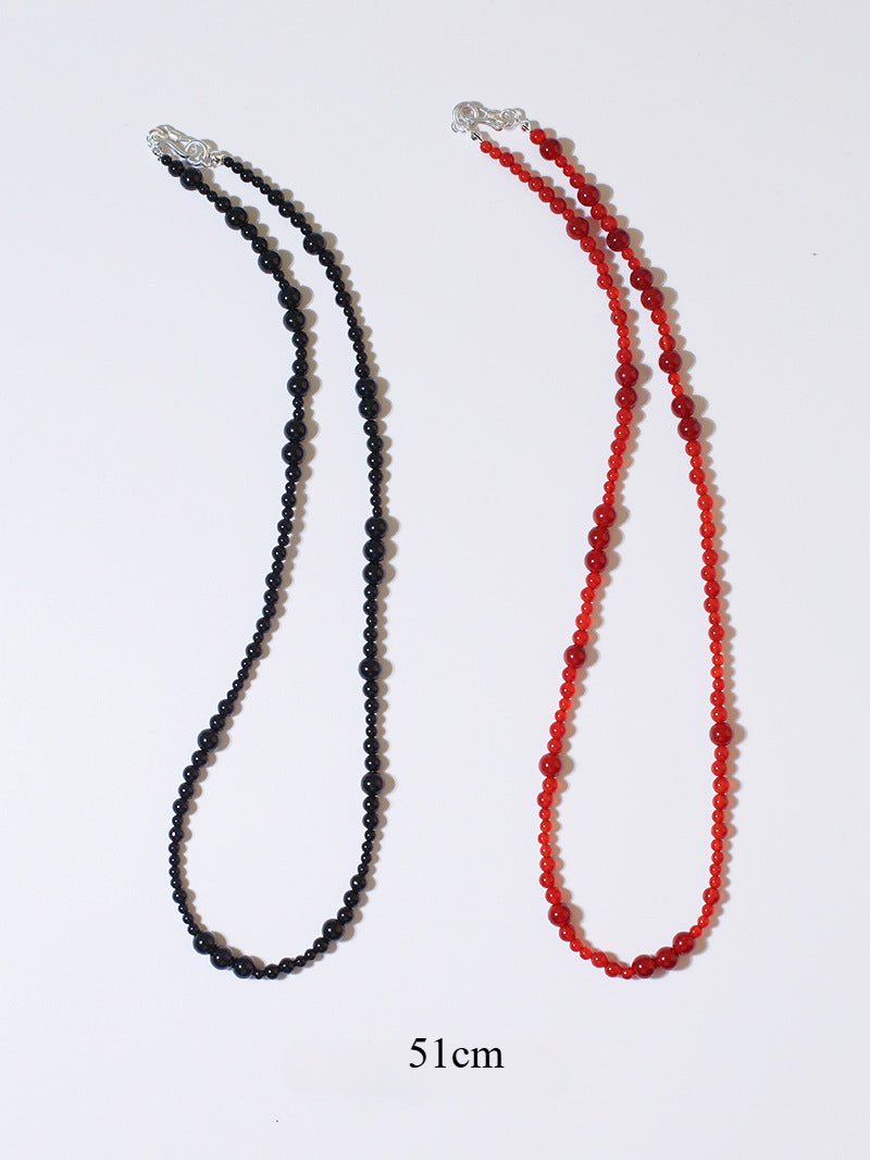 Size Gradual Change Red Agate Black Agate Short Necklace - floysun