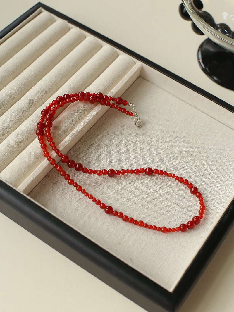 Size Gradual Change Red Agate Black Agate Short Necklace - floysun