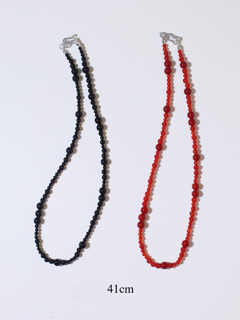 Size Gradual Change Red Agate Black Agate Short Necklace - floysun