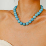 Sky Blue Stone & Shell Beaded Necklace - floysun
