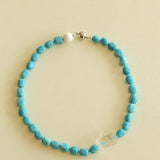 Sky Blue Stone & White Crystal Necklace - floysun