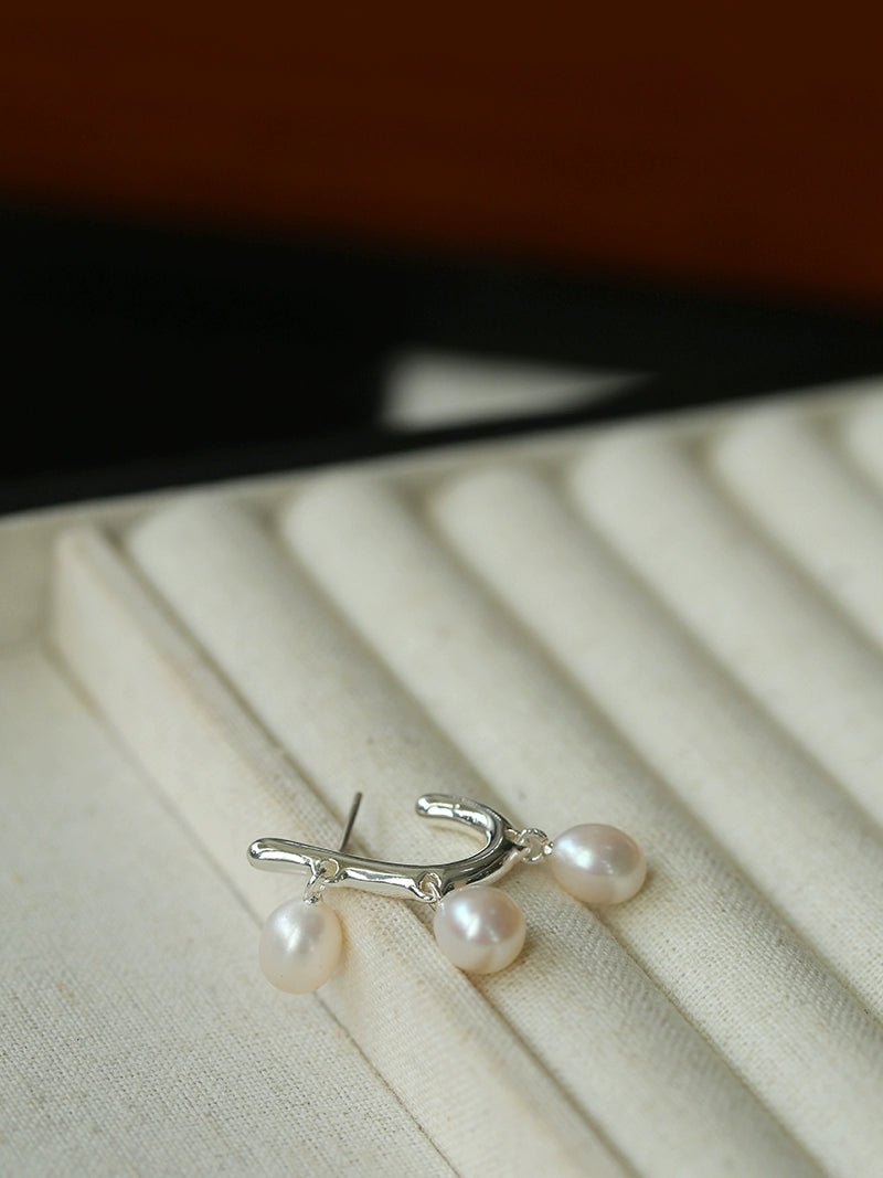 Small Grape Natural Pearl Drop Earrings - floysun