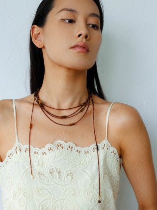 Smoky Glass & Tiger’s Eye Extra Long Beaded Necklace - floysun