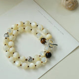 Smooth Mother of Pearls and Silver Shell Beaded OT Necklace - floysun