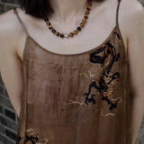 Smooth Tiger's Eye and Silver Shell Beaded OT Necklace - floysun