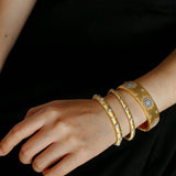 Snowflake - Embellished Wide Cuff Bracelet – Brushed Gold - floysun