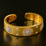 Snowflake - Embellished Wide Cuff Bracelet – Brushed Gold - floysun
