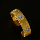 Snowflake - Embellished Wide Cuff Bracelet – Brushed Gold - floysun