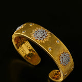 Snowflake - Embellished Wide Cuff Bracelet – Brushed Gold - floysun