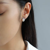 Sparkling X - Shaped Pearl Stud Earrings - floysun