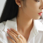 Sparkling X - Shaped Pearl Stud Earrings - floysun