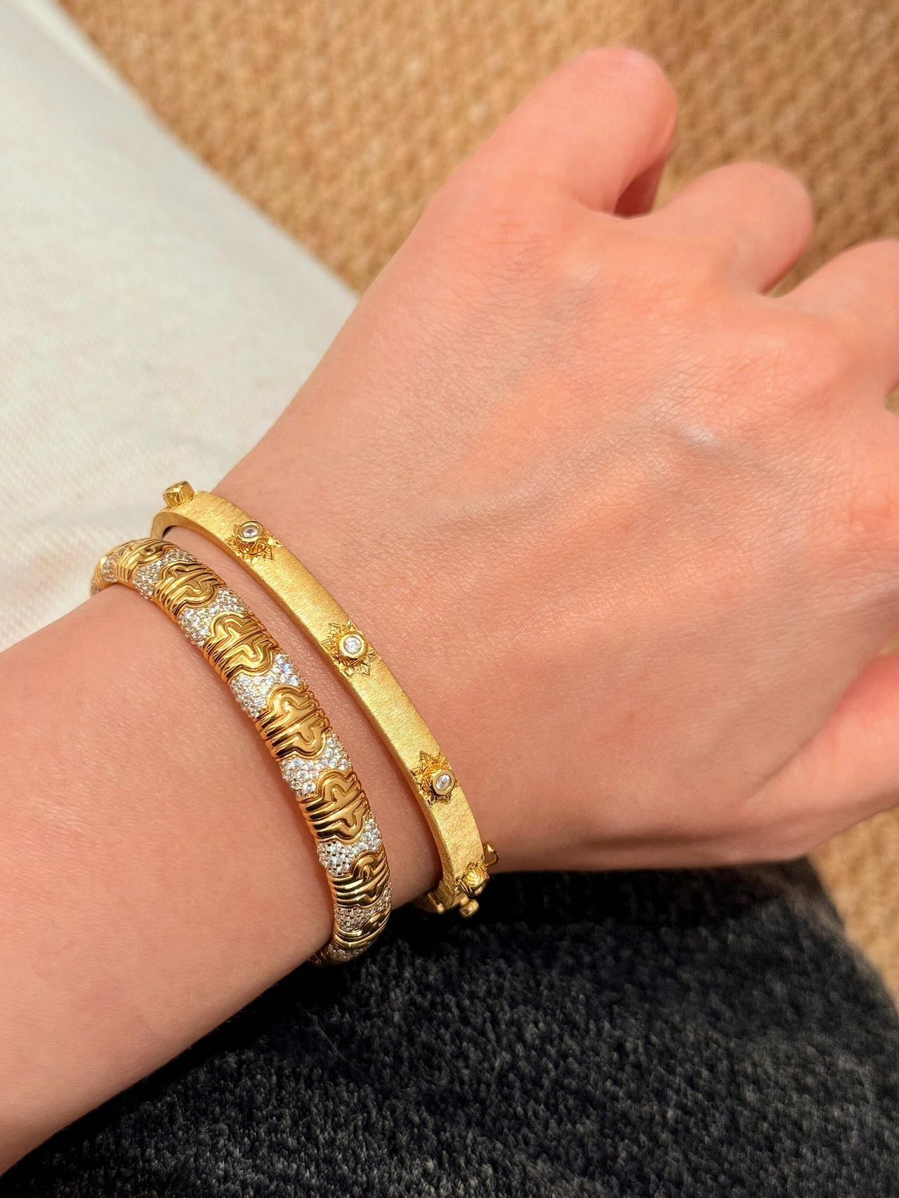 Spiga Sparkling Diamond Stretch Cuff Bracelet - floysun