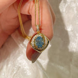 Spiral Glow Aquamarine Necklace - floysun