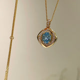 Spiral Glow Aquamarine Necklace - floysun