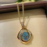 Spiral Glow Aquamarine Necklace - floysun