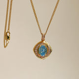 Spiral Glow Aquamarine Necklace - floysun