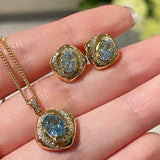 Spiral Glow Aquamarine Necklace - floysun
