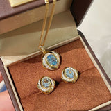 Spiral Glow Aquamarine Stud Earrings - floysun