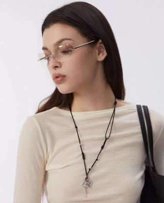 Spring Lace Key & Heart Lock Necklace With Zirconia Accents - floysun