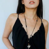 Spring Lace Key & Heart Lock Necklace With Zirconia Accents - floysun