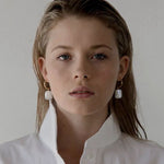 Square Baroque Pearl Drop Hoop Earrings - floysun