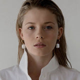 Square Baroque Pearl Drop Hoop Earrings - floysun