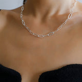 Square Cut Chain Choker Necklace Gold Silver