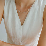 Square Cut Chain Choker Necklace Gold Silver