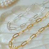 Square Cut Chain Choker Necklace Gold Silver