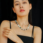 Square Grey Mother - of - pearl & Baroque Pearl Beaded Bracelet - floysun