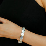 Square Grey Mother - of - pearl & Baroque Pearl Beaded Bracelet - floysun