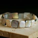 Square Grey Mother - of - pearl & Baroque Pearl Beaded Bracelet - floysun