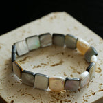 Square Grey Mother - of - pearl & Baroque Pearl Beaded Bracelet - floysun