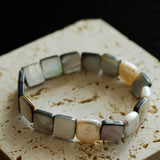 Square Grey Mother - of - pearl & Baroque Pearl Beaded Bracelet - floysun