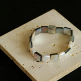 Square Grey Mother - of - pearl & Baroque Pearl Beaded Bracelet - floysun