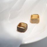 Square Micropaved Zirconia Ring - Black/White - floysun