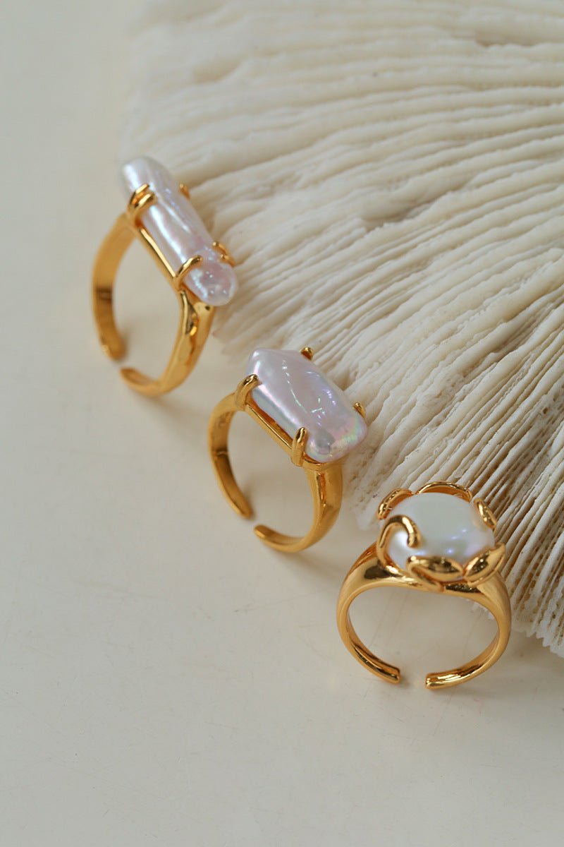 Stackable Long Baroque Pipa Pearl Ring - floysun